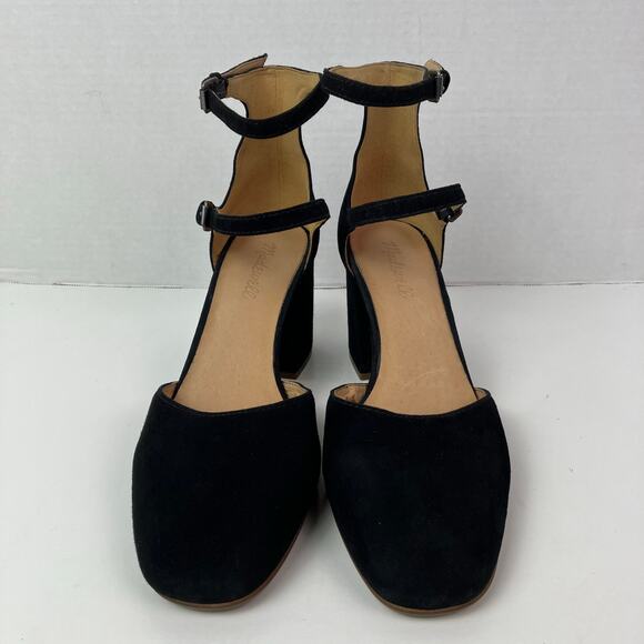 Madewell Sz 9 The Annalise Ankle-Strap Pump in Suede Black Chic Elegant Party - Picture 3 of 16